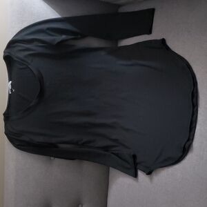 AtZ California womens long black shirt top blouse size medium rounded modest